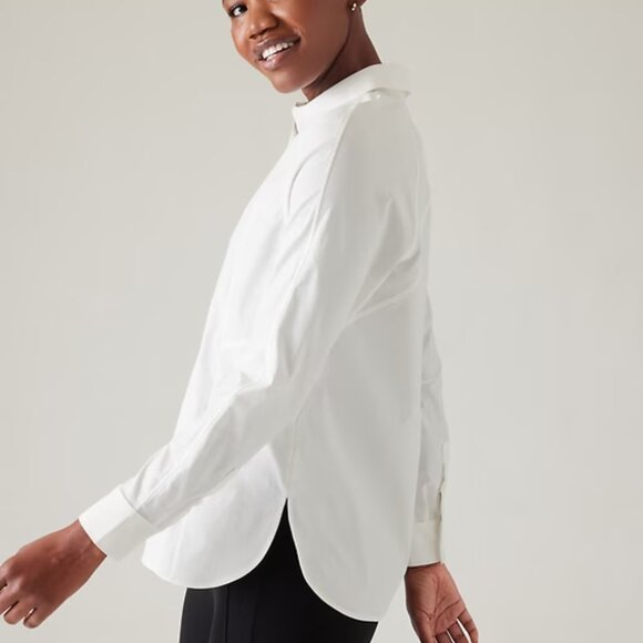 Athleta Relaxed Poplin Button Down Dusk Violet M - Picture 10 of 16